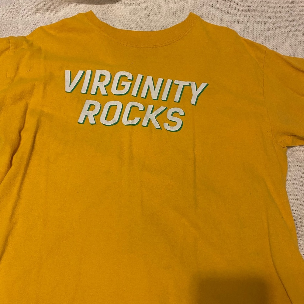 Virginity rocks yellow tee